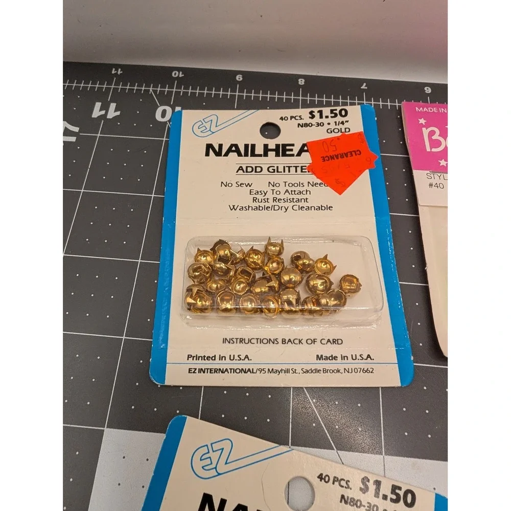 Ez Nailheads stars shapes copper silver gold tones lot 9 some sealed vtg